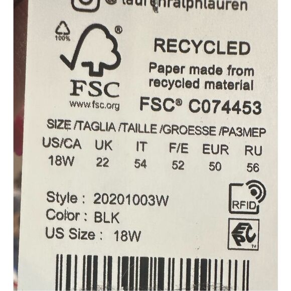 Ralph Lauren NWT size 18W black One-Piece Swimsuit Bandeau Flyaway - Picture 5 of 5